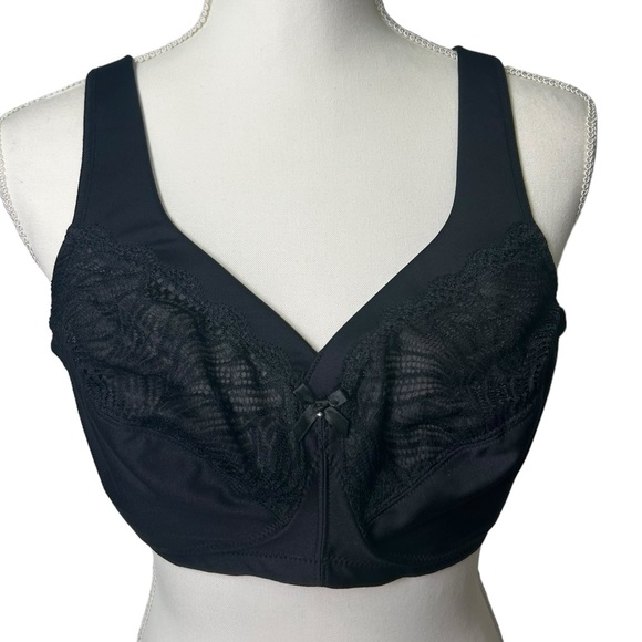 GLAMORISE wirefree black bra 40C Womens Plus-Size Embroidered MagicLift NWOT - Picture 6 of 9